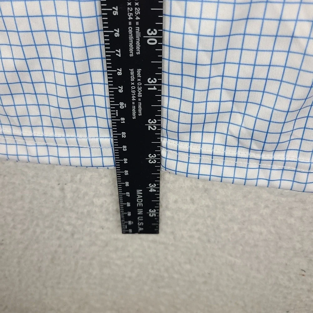 Collars & Co. Dress Polo Shirt Mens Large Tall Blue White Check Performance